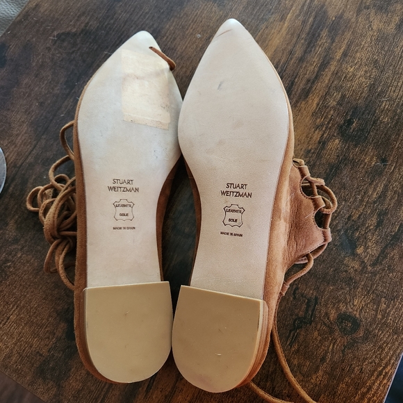 STUART WEITZMAN Brown Suede Stringdown Flats - Picture 7 of 12